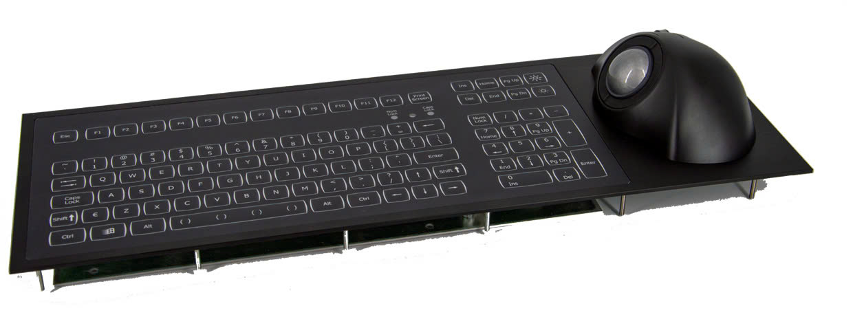 LED BACKLIT WATERPROOF KEYBOARD WITH ERGONOMIC TRACKBALL