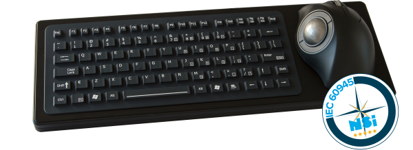 IEC60945 MARINE RUBBER KEYBOARD WITH ERGONOMIC TRACKBALL